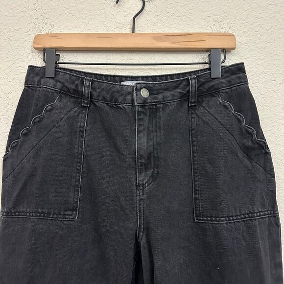 OLIVER BONAS Jeans Black Denim Cropped Wide Leg HR Baggy Gothic - Picture 3 of 11